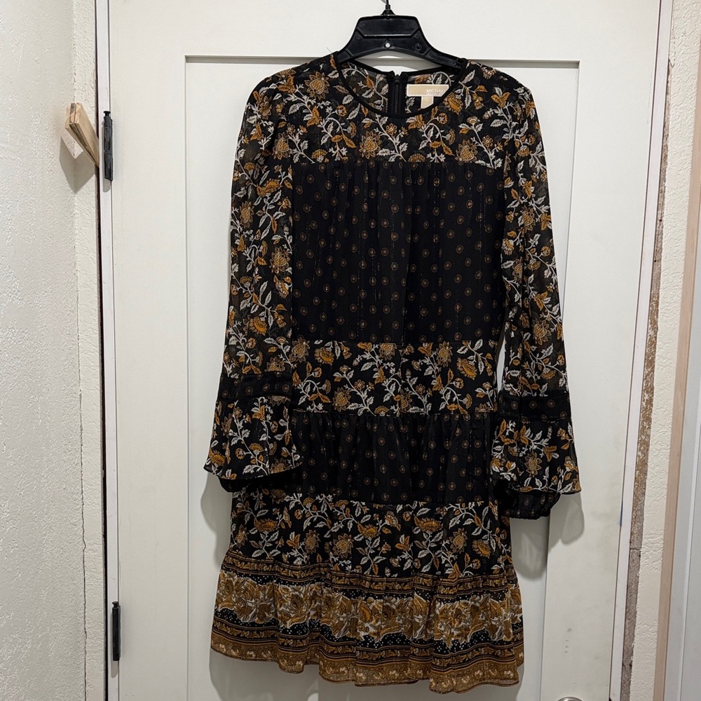MICHAEL Michael Kors Black and Gold Floral Dress